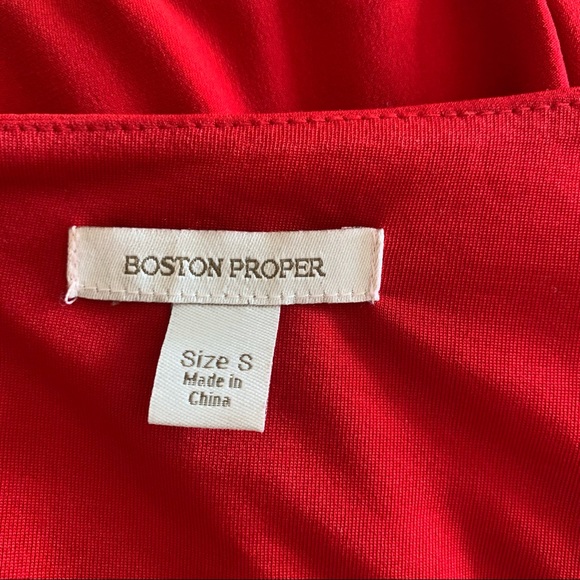 Boston Proper Twist-Front Short Sleeve Fit & Flare Dress Red Sz S - Picture 13 of 15
